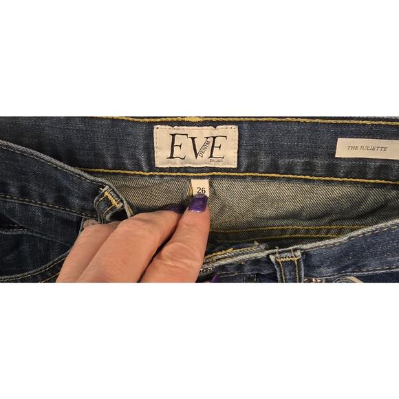 Eve Denim Jeans Womens 26 Made in USA Juliette Straight Button Fly Dark Wash - Picture 3 of 12